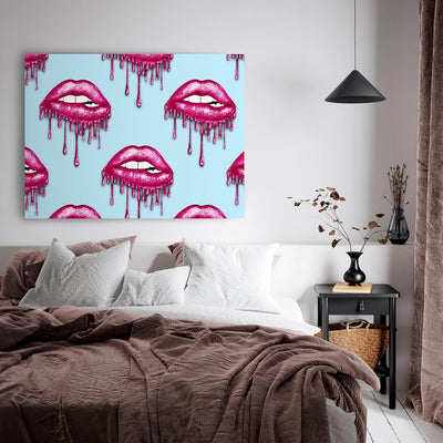 wandmotiv24 Leinwandbild 260 g/m² - Kunstdruck auf Leinwand - Wandkunst - Wandbild mit Frauen Lippen