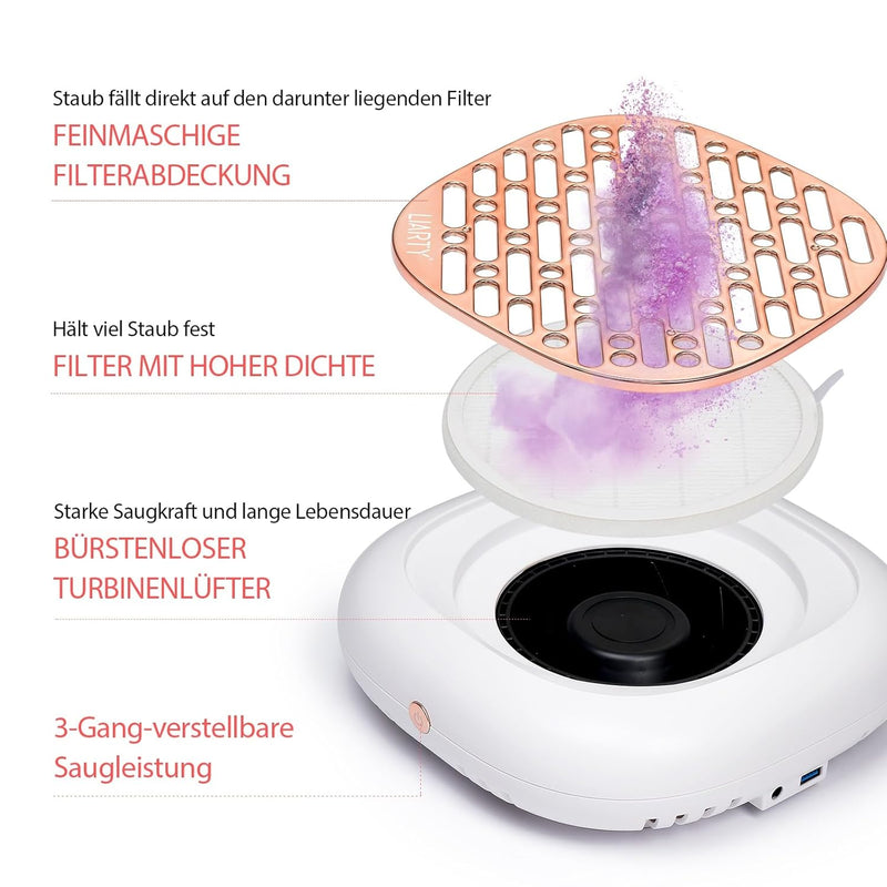 130W Nagelstaub-Sammelmaschine, Nagelstaubsauger mit leistungsstarkem Absaugventilator für Maniküre,