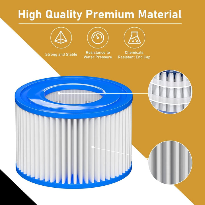 Filter VI für Pool, 16 Stück Filterkartuschen VI für Bestway Miami, Monaco Lay-Z-Spa, Vegas, Palm Sp
