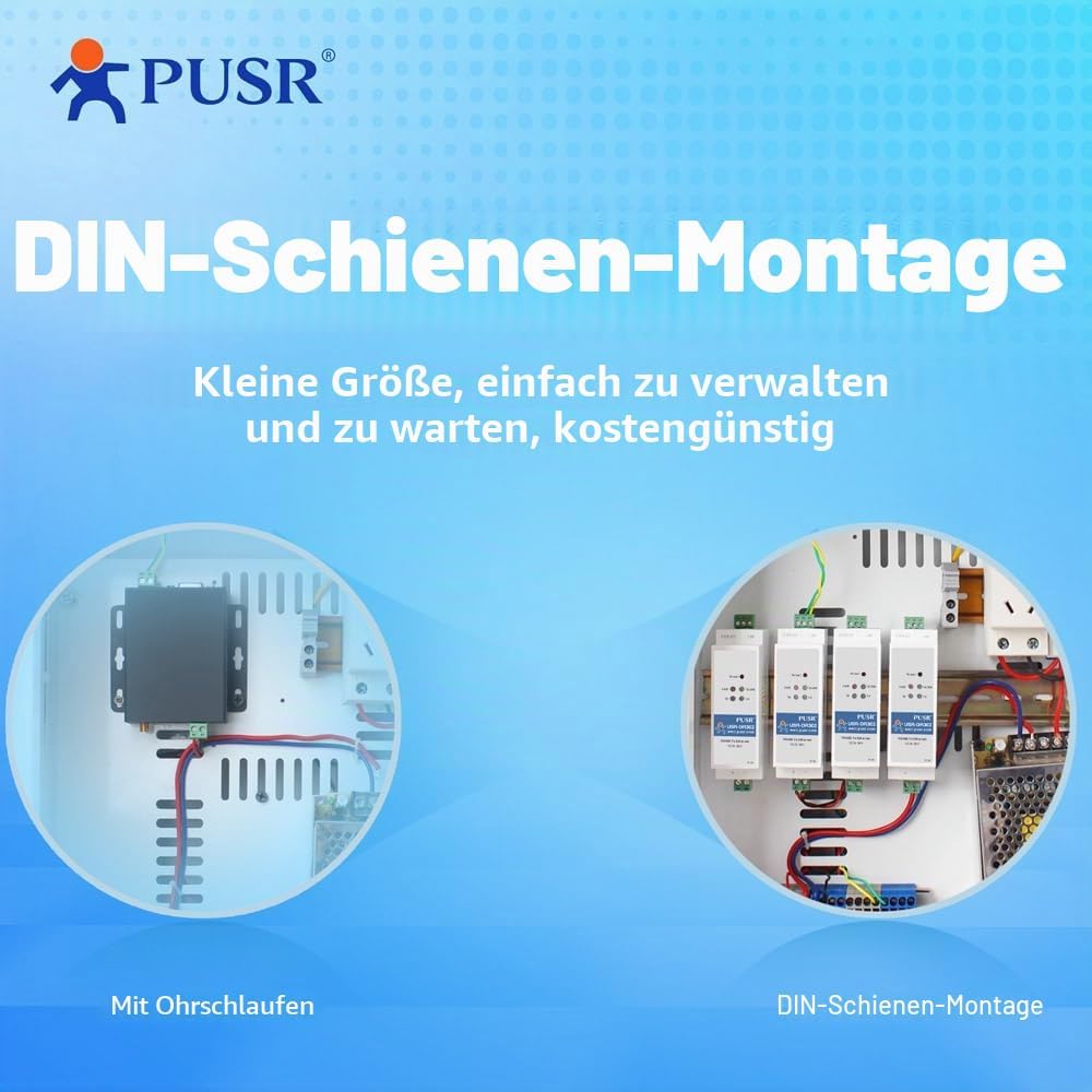 PUSR DIN-Schiene RS485 zu Ethernet Konverter Modbus RTU zu TCP Modbus Gateway überträgt Daten transp