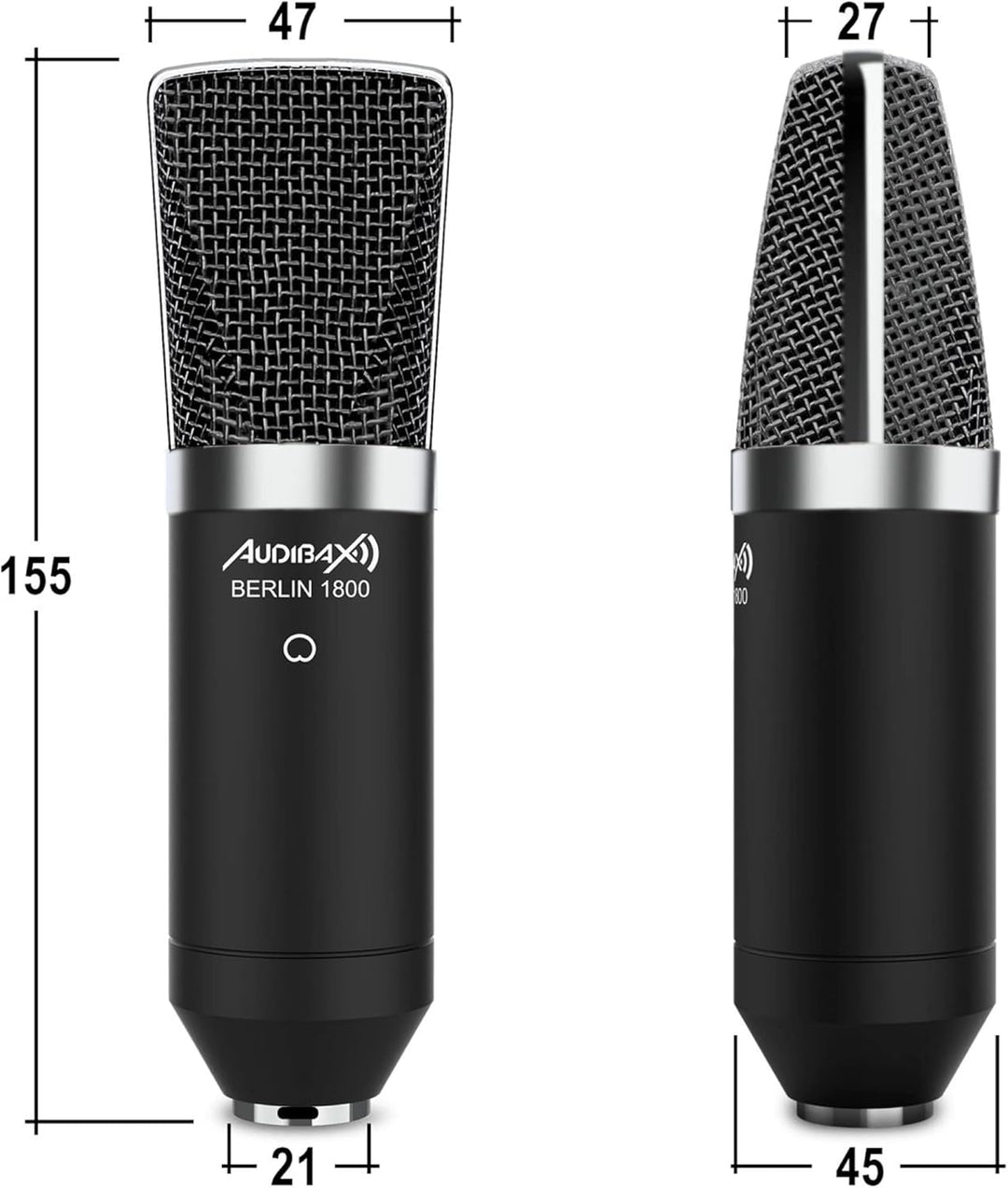 Audibax Berlin 1800 Silver Pack Micrófono Studio Gran Diafragma Silber Mehrfarbig, Silber Mehrfarbig