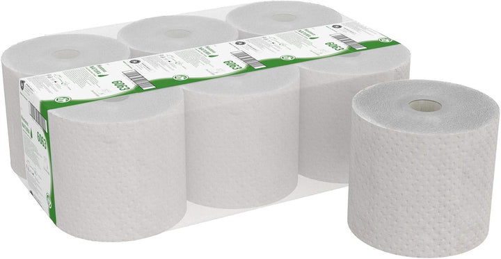 Hostess NATURA Papierhandtücher aus 100% Recyclingmaterial 6063 – 1-lagige Rollenhandtücher – 6 x 19