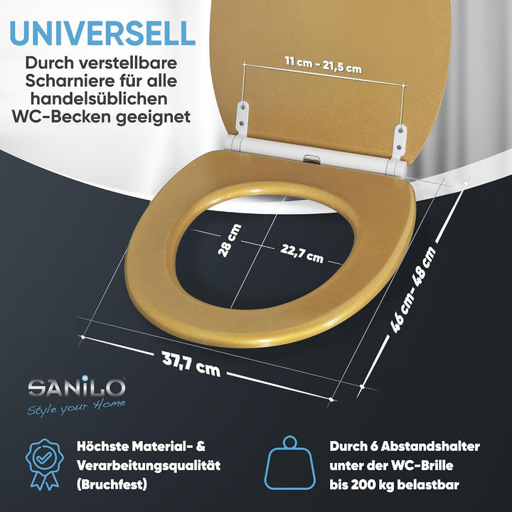 Sanilo WC Sitz mit Absenkautomatik, hochwertiger Toilettendeckel, einfache Montage, stabile Scharnie