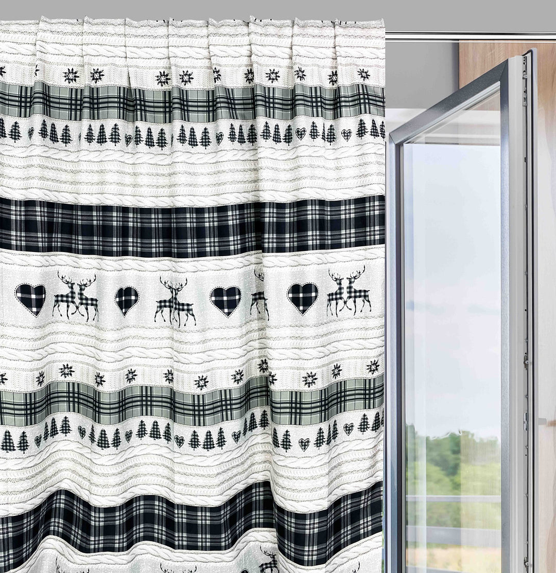 Tex Family Vorhang Tiroler Beige im Bergstil, 180 x 280 cm, Beige