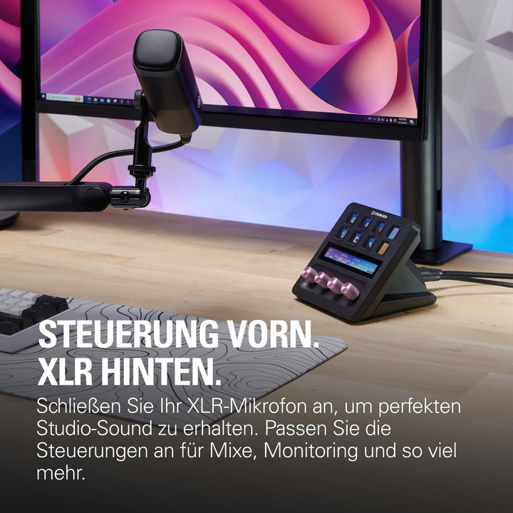Elgato Stream Deck + XLR - Audio-Mixer & Controller, XLR-zu-USB-Mikrofon-Schnittstelle, Kompatibel m