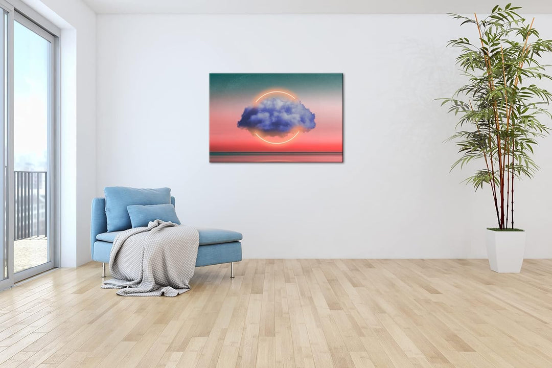 deyoli Kreis Wolken Logo Format: 80x60 als Leinwandbild, Motiv fertig gerahmt auf Echtholzrahmen, Ho