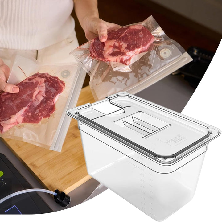 Sous-Vide-Behälter, Aufbewahrungsbox für Herd, 32 x 26 cm, luftdichter Deckel, tragbar, transparent,