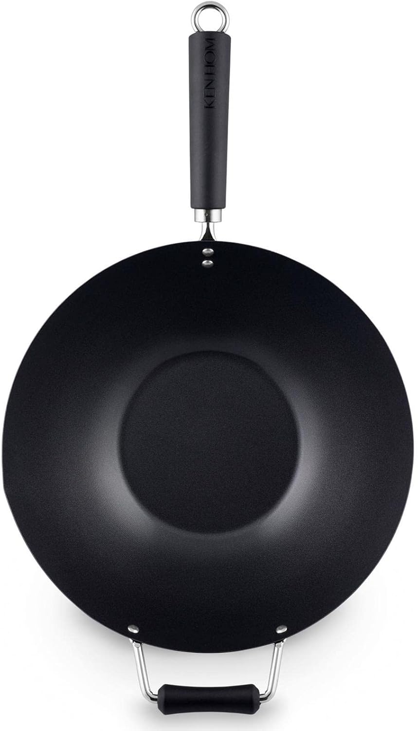 Ken Hom grosser Antihaft Wok 35 cm Induktion Wokpfanne aus Karbonstahl mit Phenolharz-Griff