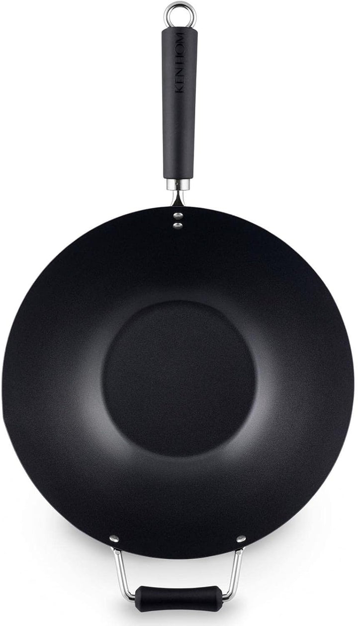 Ken Hom grosser Antihaft Wok 35 cm Induktion Wokpfanne aus Karbonstahl mit Phenolharz-Griff