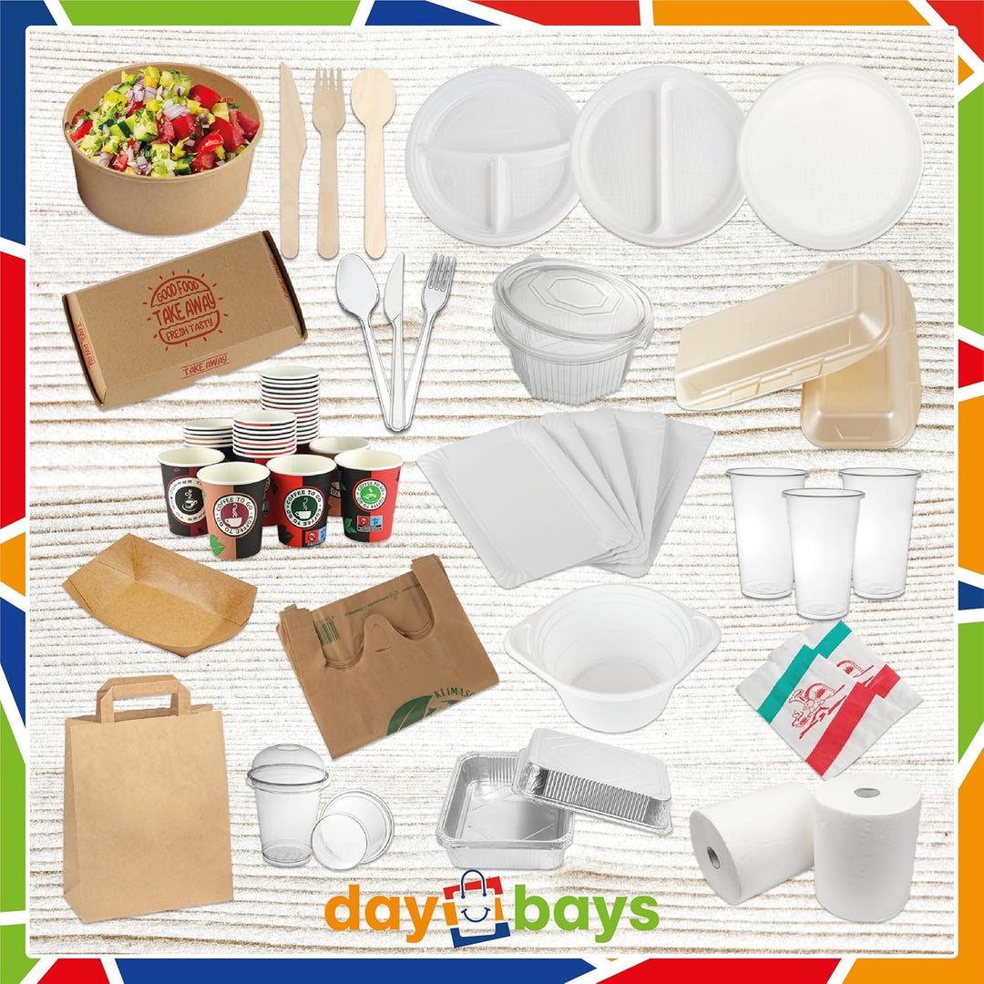 Partygeschirr Picknick Set 801 Teilig mit 200ml Pappbecher, Plastikbecher Transparent, Ungeteilt Tel