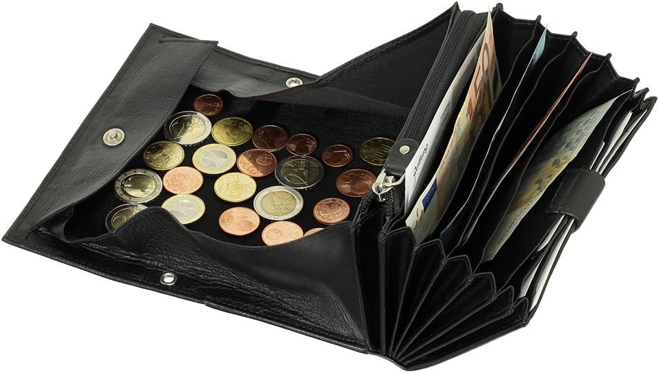 Preiswerte Kellnerbörse Taxibörse Kellnergeldbörse Servicegeldbörse schwarz Rindleder mit 2-Fach Dru