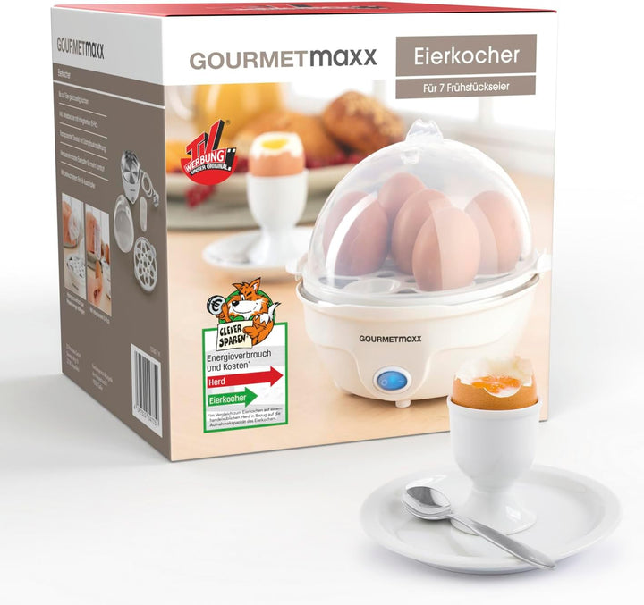 GOURMETmaxx Eierkocher für bis zu 7 Eier | Elektrischer und energiesparender Egg Cooker für individe