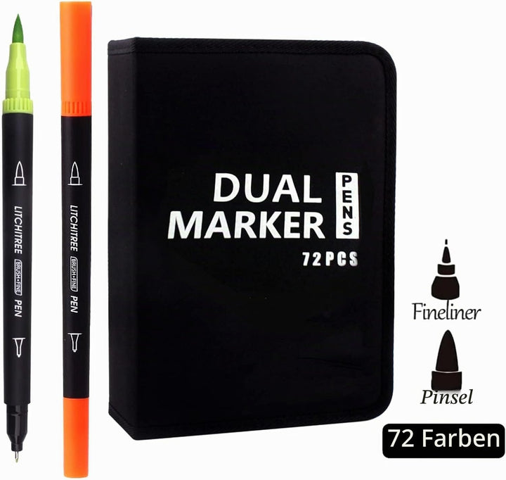 Laconile 72 Filzstifte Set für Malbücher für Erwachsene, Dual Brush Pens Färbemarker für Kinder Kall
