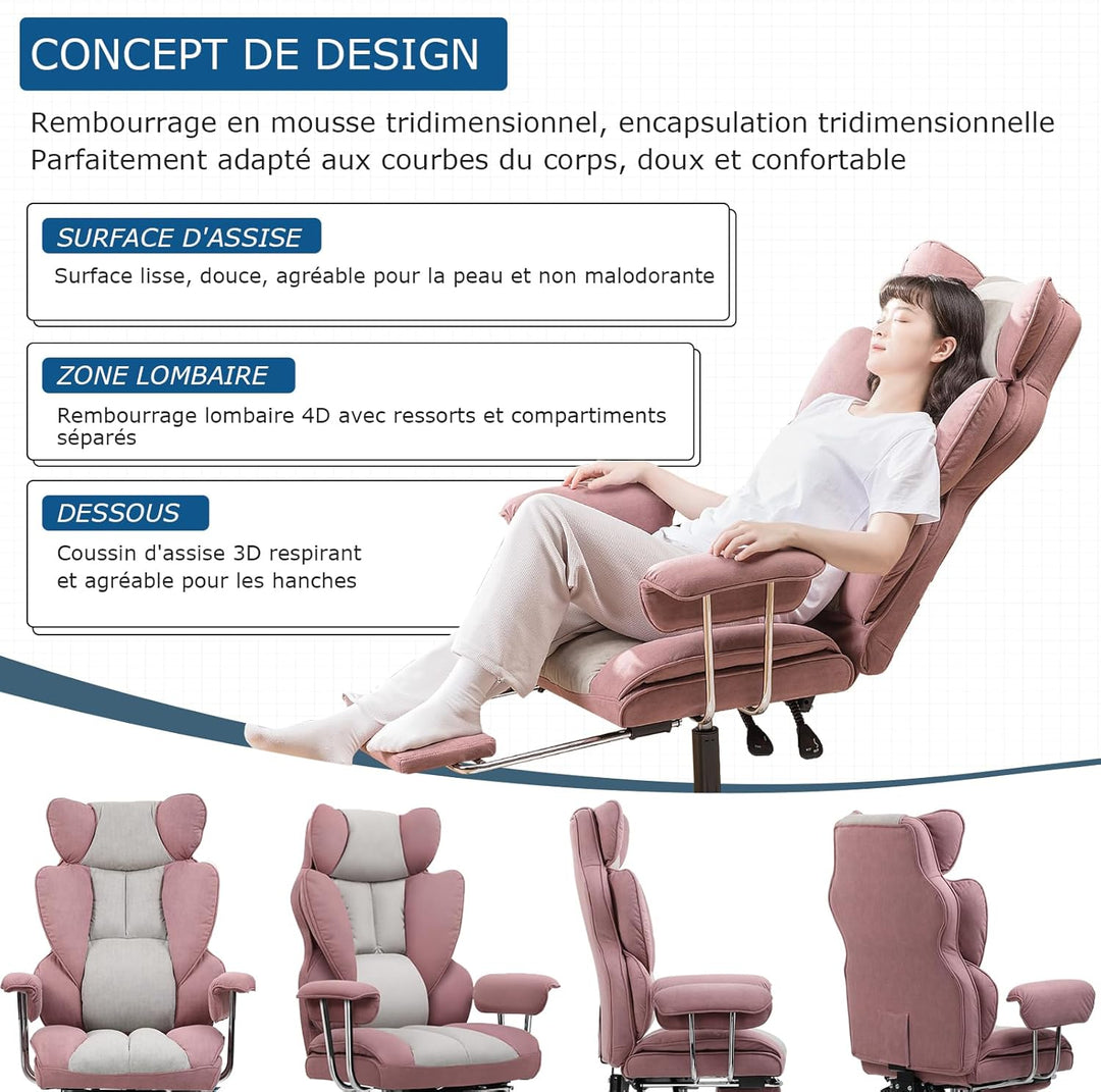 GTPLAYER Gaming Stuhl, Gamer Stuhl, Ergonomischer Bürostuhl mit Fussstütze, Stoffoberfläche, Federsi