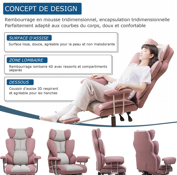 GTPLAYER Gaming Stuhl, Gamer Stuhl, Ergonomischer Bürostuhl mit Fussstütze, Stoffoberfläche, Federsi