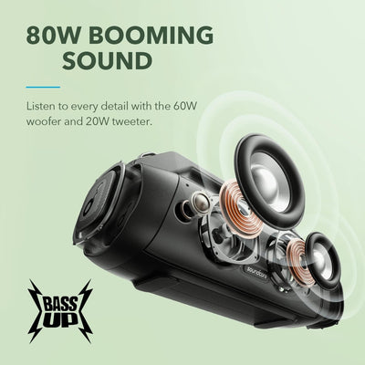 soundcore Anker Motion Boom Plus IP67 Lautsprecher für Draussen, 80W Stereo Sound, Individueller EQ
