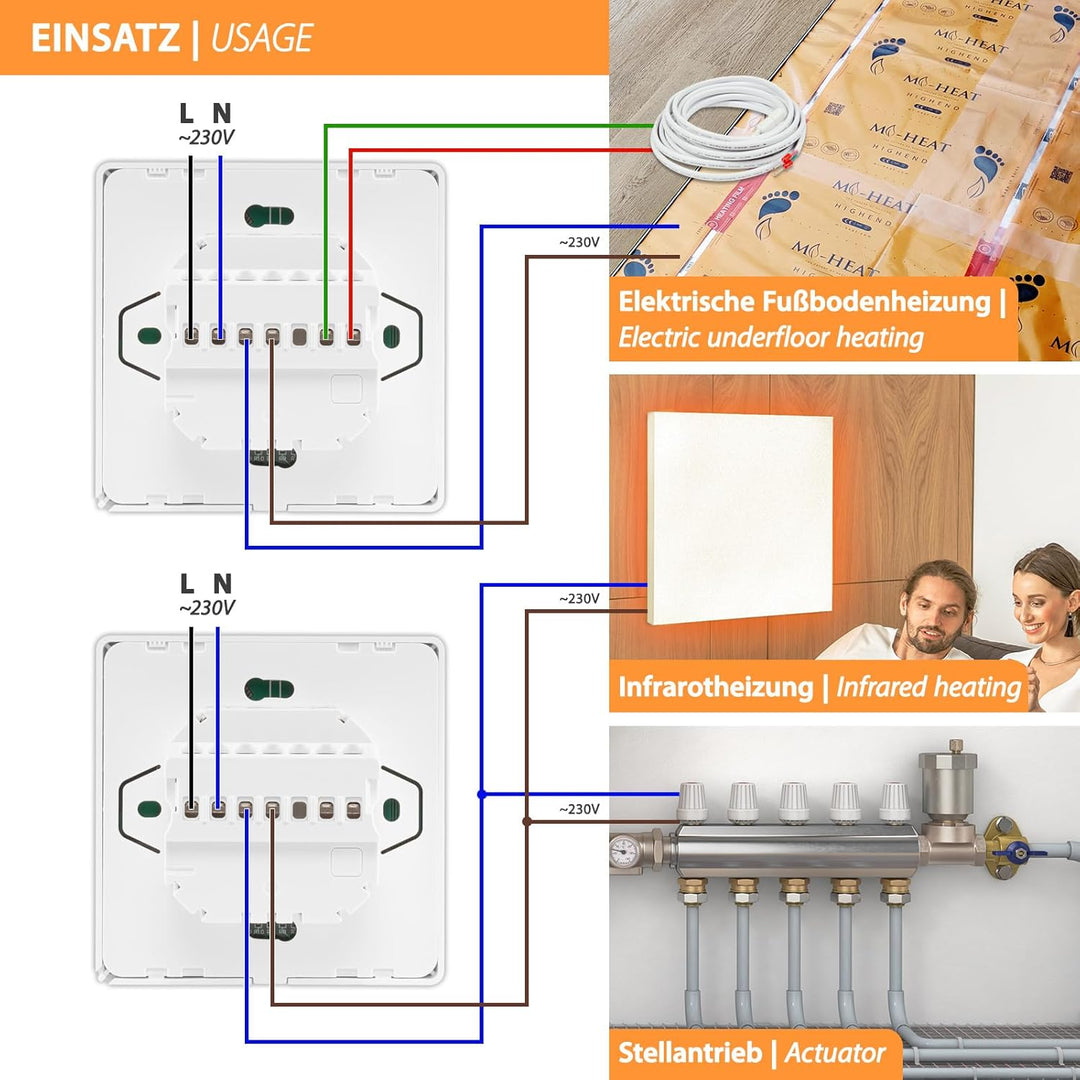 Mi-Heat M2 Raumthermostat WLAN weiss - Alexa Tuya Smart Life Google Home elektrische Fussbodenheizun