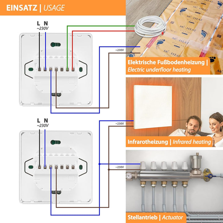 Mi-Heat M2 Raumthermostat WLAN weiss - Alexa Tuya Smart Life Google Home elektrische Fussbodenheizun