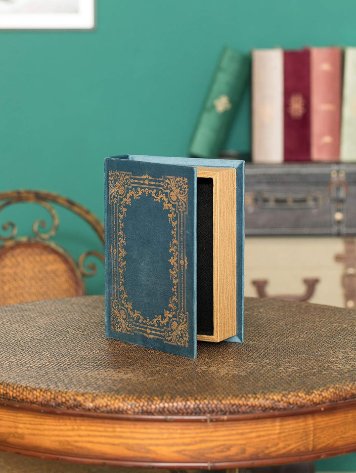Dekorative Aufbewahrungsbox in Buchform, Vintage-Stil, Blau, Blau