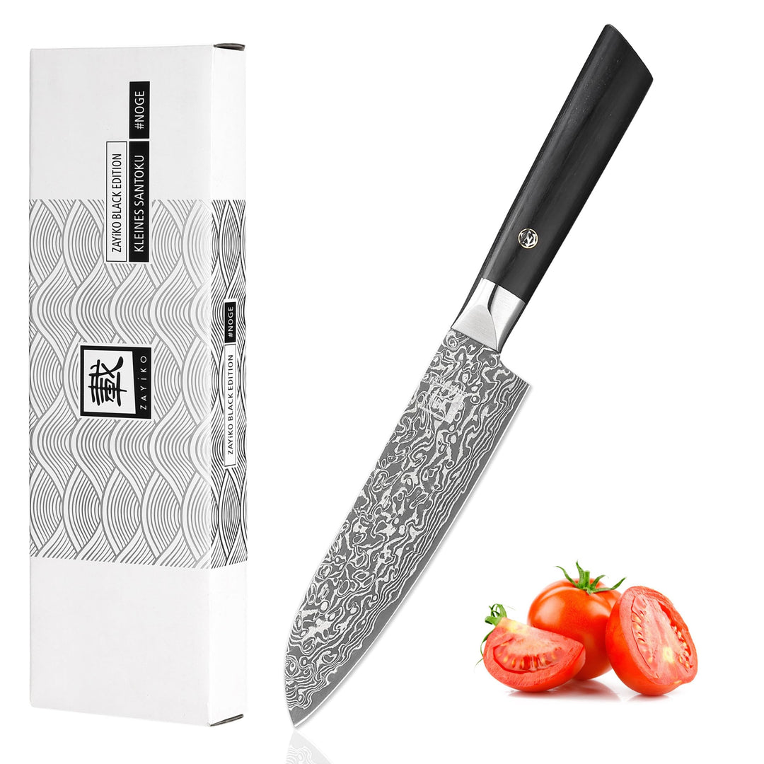 zayiko Black Edition Damastmesser kleines Santoku Messer 13,00 cm Klinge extrem scharf aus 67 Lagen