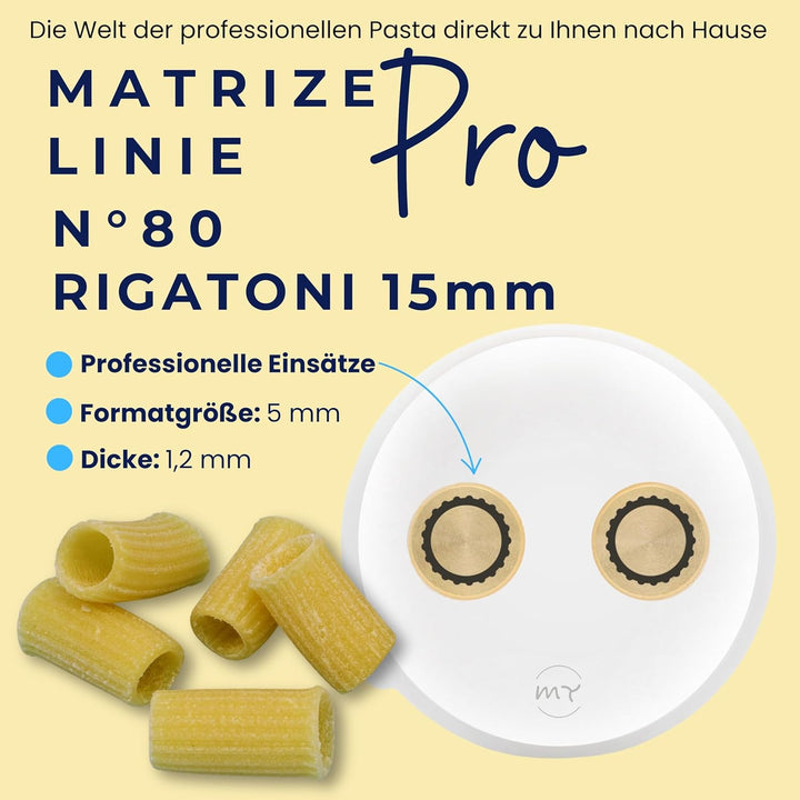 My Trafile - Matrize Linie Pro N°80 Rigatoni 15 mm aus POM mit professionellen Einsätzen, kompatibel