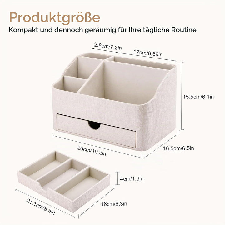 KINGFOM Make Up Kosmetik Organizer, PU Leather Schmink Organizer mit Schublade Skincare Organizer fü