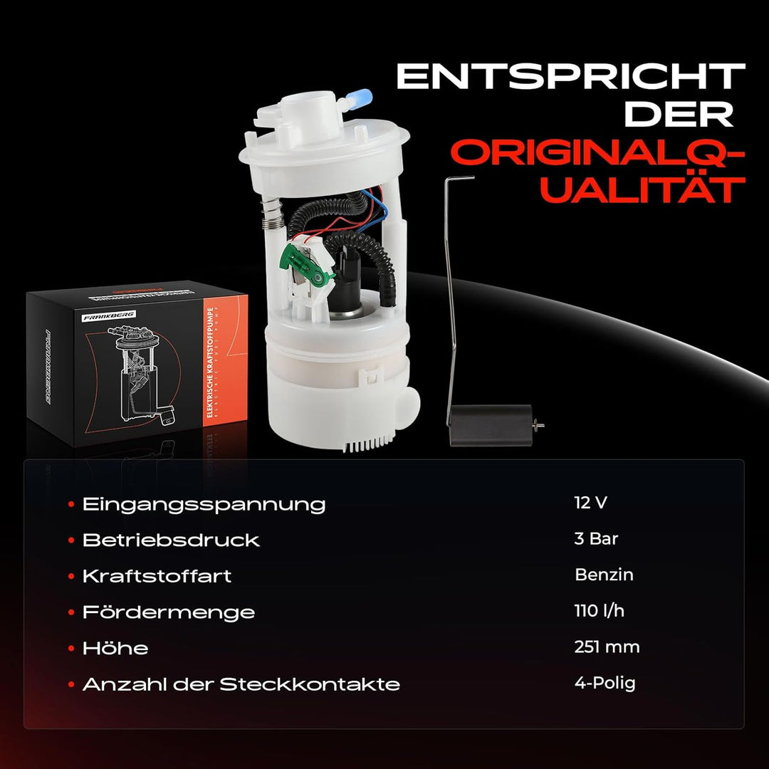 Frankberg Kraftstoffpumpe Benzinpumpe Kraftstoff-Fördereinheit Modul Satz ohne Drucksensor 4-Polig K