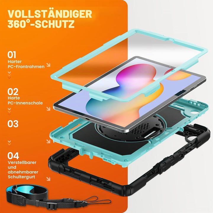 SEYMAC stock Hülle für Samsung Galaxy Tab S6 Lite 10,4 Zoll 2022/2020, Stossfest Schutzhülle mit Bil