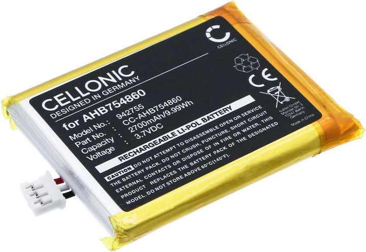 CELLONIC, Lautsprecherakku kompatibel mit Divoom Ditoo Pro (2700mAh, 3.7V) Ersatzakku AHB754860
