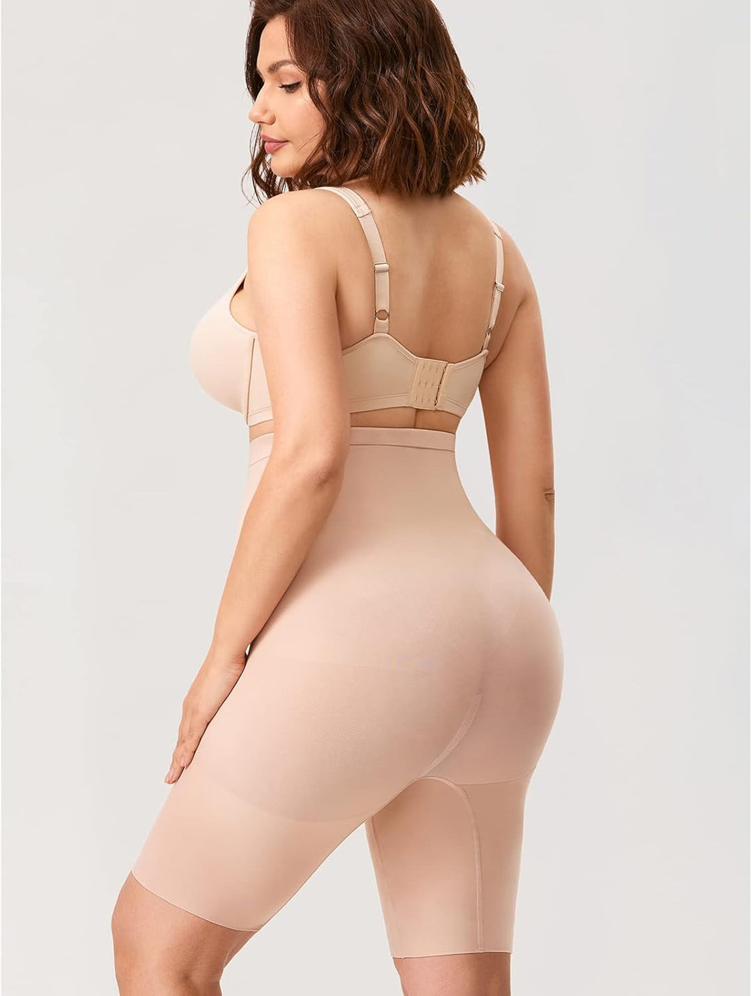 DELIMIRA Damen Miederhose mit Bein Miederpants Hohe Taille Bauch Weg Formender 44 Beige, 44 Beige