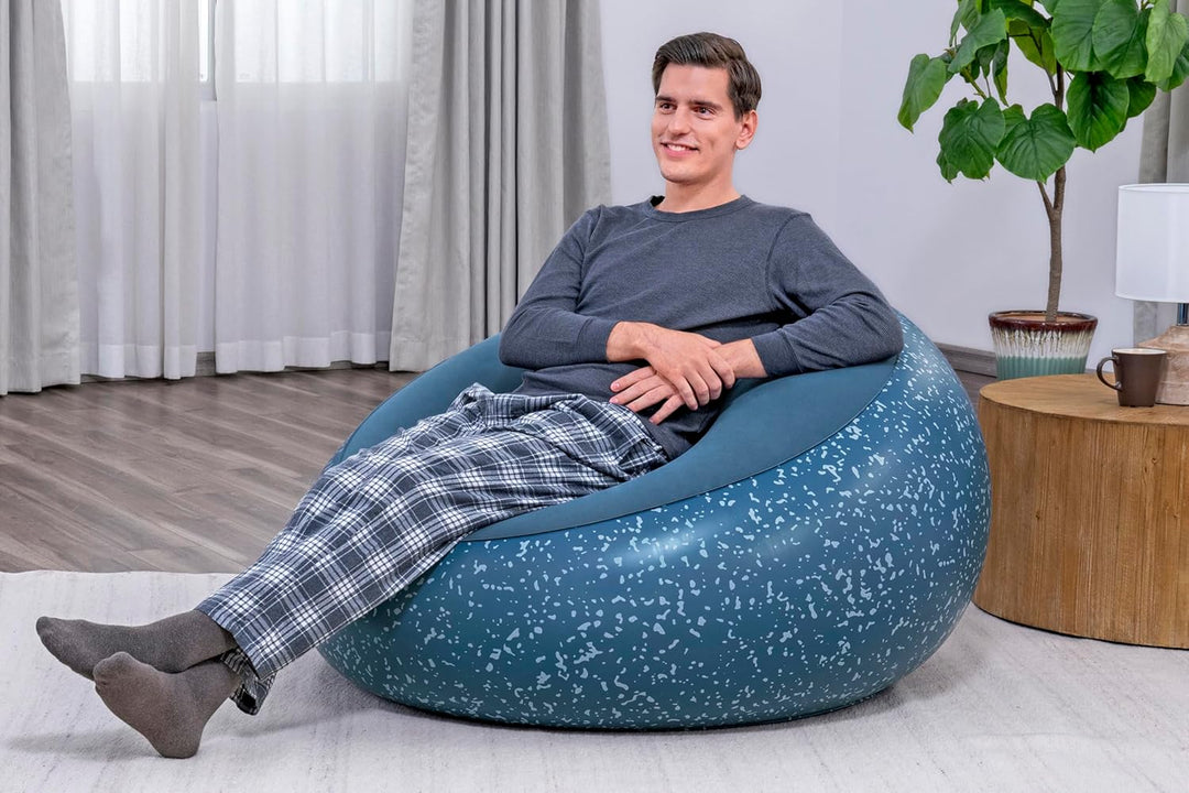 Bestway Inflate-A-Chair Luftsessel 112x112x66 cm blau – Aufblasbarer Sessel für Innen & Aussen, bequ