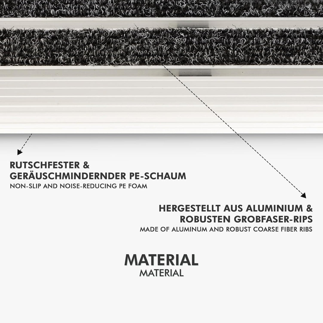 etm Alu Fussmatte Elegant Mat - effektiv reinigender Fussabtreter - Schmutzfangmatte in 2 Grössen -