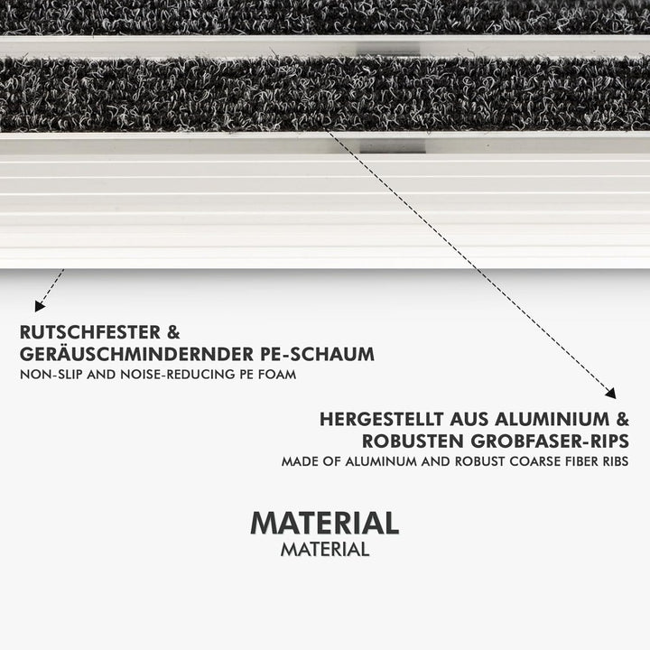 etm Alu Fussmatte Elegant Mat - effektiv reinigender Fussabtreter - Schmutzfangmatte in 2 Grössen -