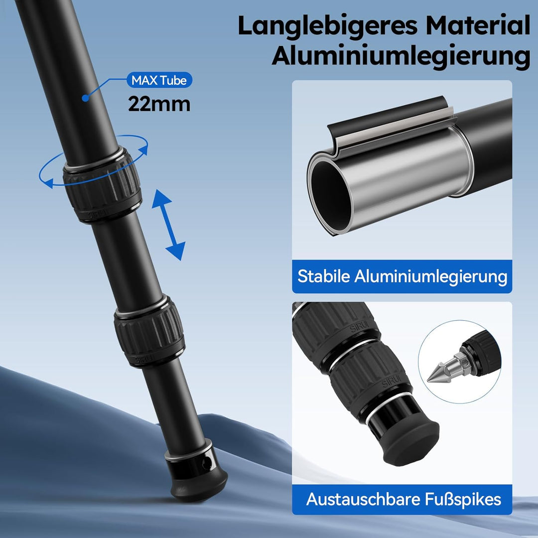 SIRUI AM-203S Mini-Stativ Aluminium Tischstativ mit Flacher Kugelkalotte, Klein mini Tripod Kompakt