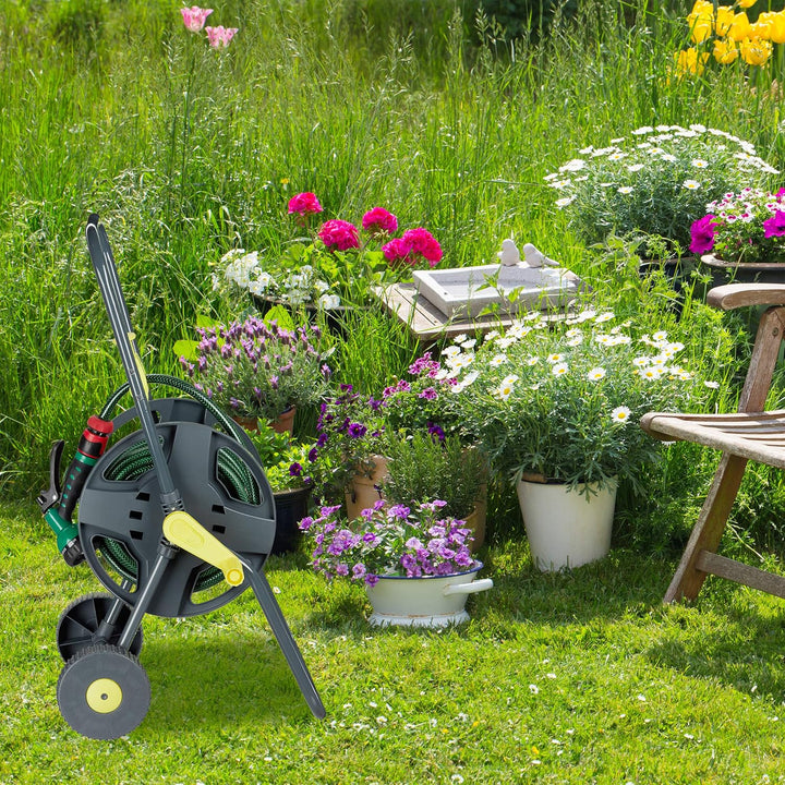 Relaxdays Schlauchwagen 45m, fahrbare Schlauchtrommel für Garten & Balkon, mit Schlauchführung, 76,5