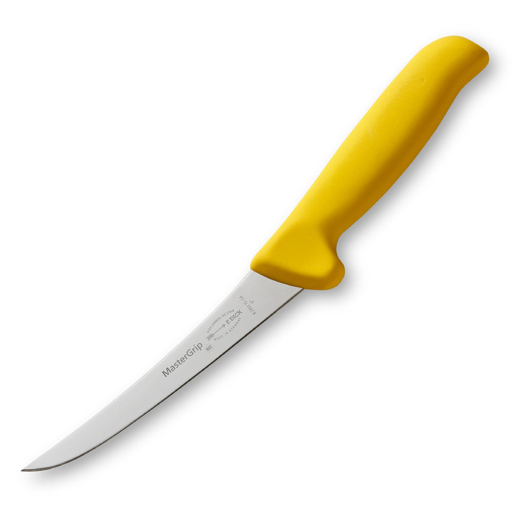 F. DICK Ausbeinmesser MasterGrip 15 cm, steif - rostfrei, Klinge extra scharf, 56 HRC, Fleischermess