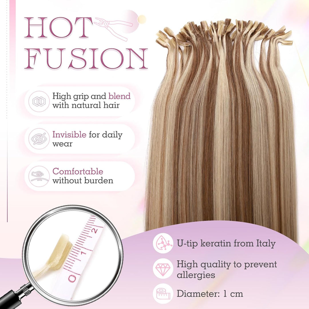 Elailite Echthaar Extensions Bonding Haarverlängerung 35cm U-tip Fusion Haar Extension Glatt 25 Strä