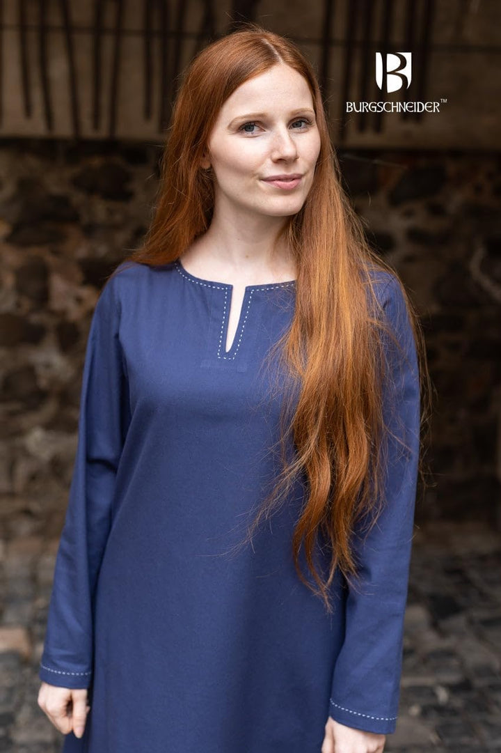 Burgschneider - Unterkleid Feme - Kleidung für Larp, Mittelalter, Cosplay und Fantasy Dark Blue S, D