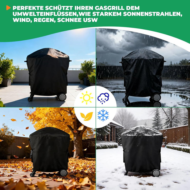 WELL GRILL Grillabdeckung Wetterfest für Weber Q100/Q1000/Q200/Q2000 Serie mit tragbarem Wagen, 7113