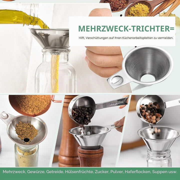 2 Stück Trichter Edelstahl Set, Marmeladentrichter mit Griff für Breite, zum Übertragen von Marmelad