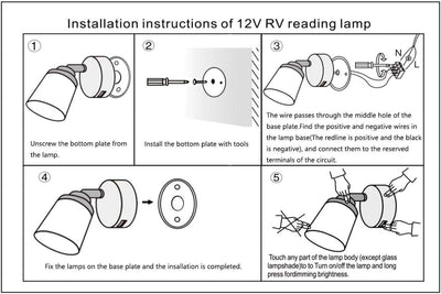 Intckwan 12 Volt Led Lampen Wohnmobil, 12v LED Leselampe Wohnwagen mit USB, 3W, Taktile Dimmschalter