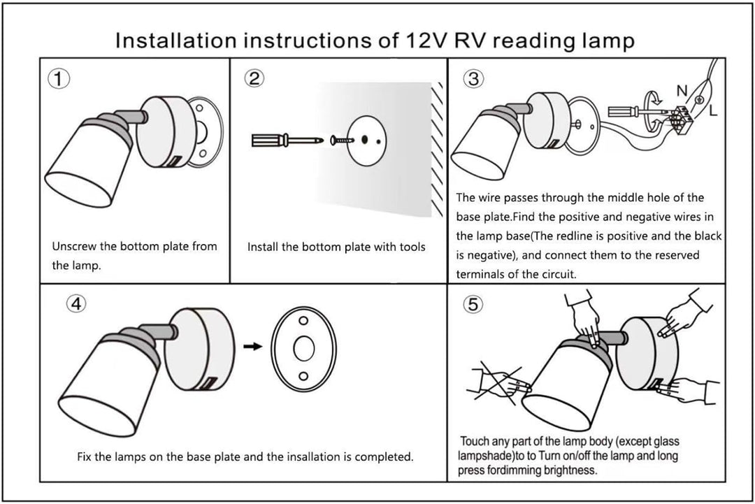 Intckwan 12 Volt Led Lampen Wohnmobil, 12v LED Leselampe Wohnwagen mit USB, 3W, Taktile Dimmschalter