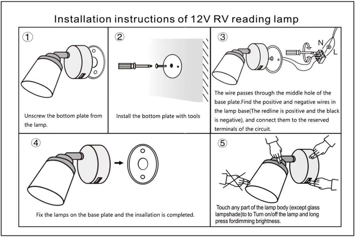 Intckwan 12 Volt Led Lampen Wohnmobil, 12v LED Leselampe Wohnwagen mit USB, 3W, Taktile Dimmschalter