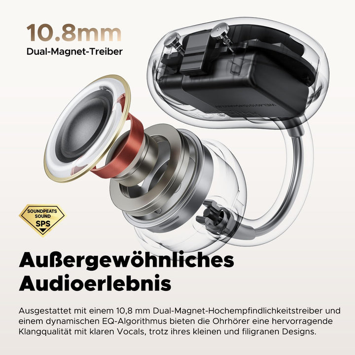 SoundPEATS POP Clip Open Ear Kopfhörer 5.4 Bluetooth Kopfhörer, Leicht Bequem Clip On Kopfhörer, Ohr