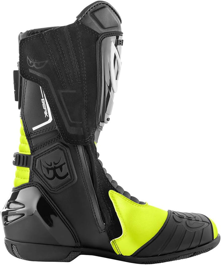 Berik Donington Motorradstiefel, schwarz/neon-gelb, 48 48 EU Schwarz Neon Gelb, 48 EU Schwarz Neon G