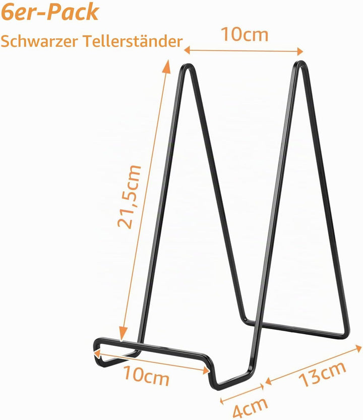 6er-Set 8 Zoll Staffelei Aufsteller Teller Ständer Metall, Tellerständer, Schwarz Metall Tellerständ