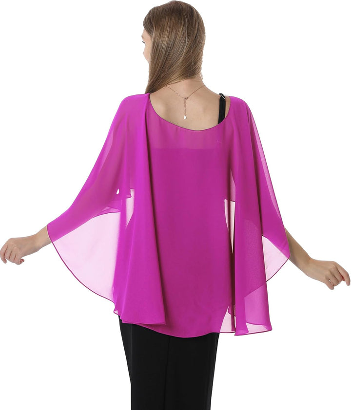 Damen Chiffon-umhang001 Pashmina-Schal Einheitsgrösse Rose, Einheitsgrösse Rose