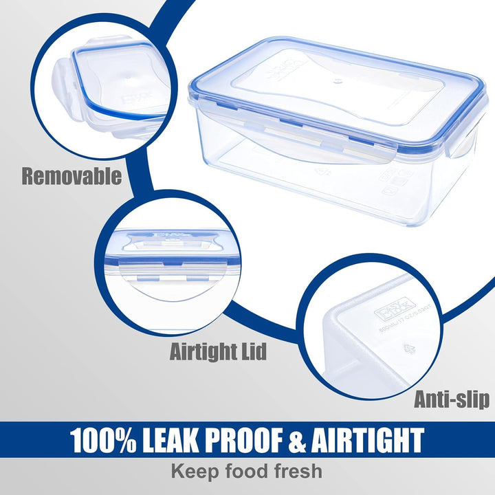 EASYLOCK 9PACK Plastik Frischhaltedosen Mit Deckel (1150ML*3+300ML*3+180ML*3), Aufbewahrungsbox mit