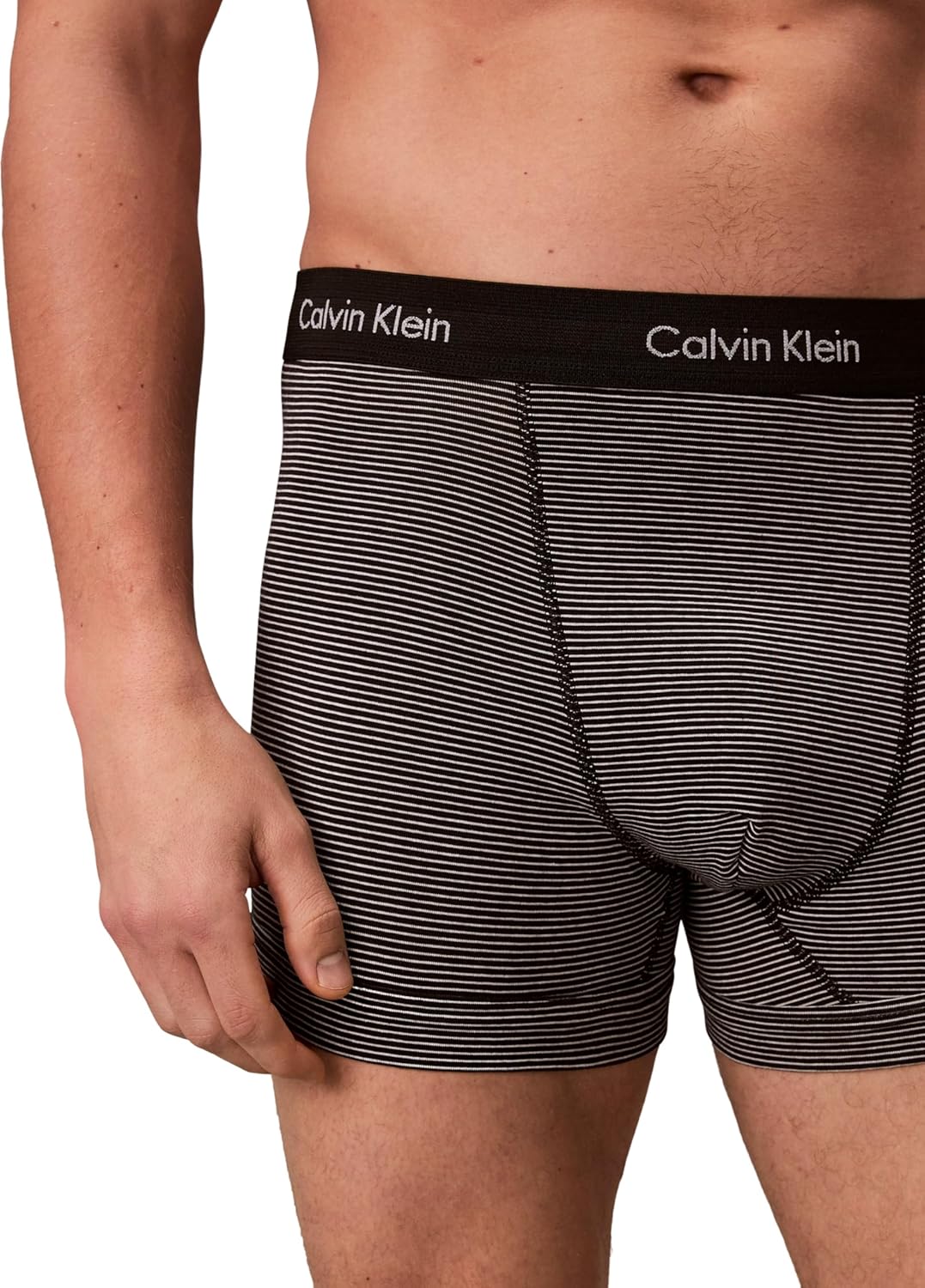 Calvin Klein Herren 3er Pack Boxershorts Trunks Baumwolle mit Stretch, Mehrfarbig (White/B&amp;W Stripe/