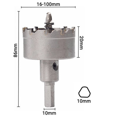 ybaymy 23 Stück Lochsäge Hartmetall Set 16mm-100mm TCT Lochsäge Hartmetall-Bohrer Edelstahl Lochschn